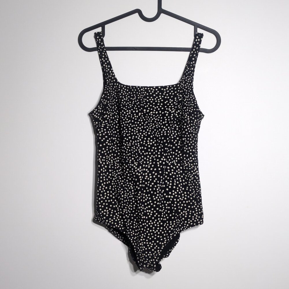 & Other Stories Size 4 Small Black Swimsuit One Piece Dotted Square Neck